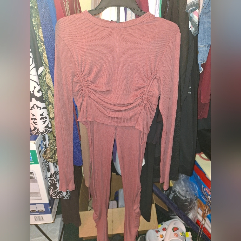 Fashion Nova Ruched Long Sleeve Bodysuit - Mauve